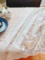 Mesa rectangular Ense blanca, mantel de boda estilo vintage para recepción, baby shower, fiesta de cumpleaños - details 2