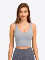 Camiseta sin mangas con estante incorporado, sujetador corto con relleno extraíble, sujetador deportivo tipo palangre para yoga y gimnasio - details 1