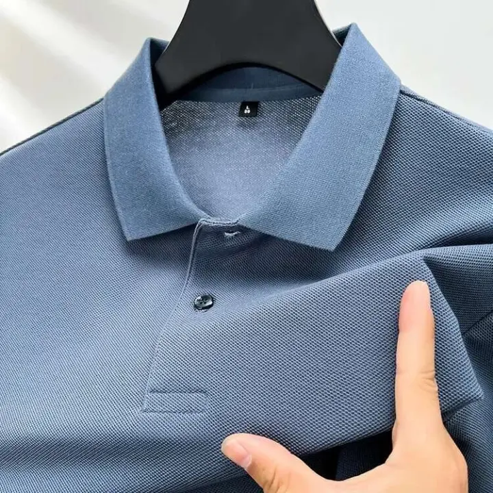 Camiseta Polo para hombre, 100% algodón, moda de verano 2024, pantalones cortos informales, Polo de manga, ropa con cuello, Top de Color sólido, camiseta - 1