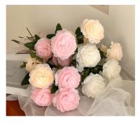 2 uds realista 3 cabezas flor de peonía Artificial 64CM DIY peonía flor simulada flores artificiales de seda para decoración de boda en casa - details 11