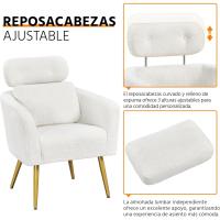 Butaca de Salón con Reposacabezas Ajustable 3 Posiciones Diseño Ergonómico Soporte Lumbar - details 4