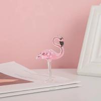Figuras de flamencos de cristal de arte Hecho A Mano creativo, dibujos animados únicos, flamenco rosa simulado, escultura de Animal bonita para oficina - details 3