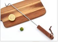 Nuevo Gancho giratorio de carne de acero inoxidable para barbacoa con mango de madera, gancho para carne, gancho para aleta de comida, fácil de limpiar - details 9