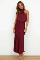 Elegante Vestido de Satén de Seda de Verano de Alta Gama Vestido Largo Sin Mangas para Mujeres - details 41