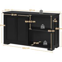Aparador Buffet Cocina Aparador para Salon con Puerta Corredera Vitrinas de Estrecho para Salón Sala de Estar 106x33x63cm Blanco - details 11