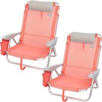 62262 - Pack de 2 sillas plegables multiposición para playa, jardín, terraza o camping beige, Medidas 64x11x64cm, 4 posiciones, con cojín en el cabecero, Incluye asa de transporte, Ibiza X2 - details 22