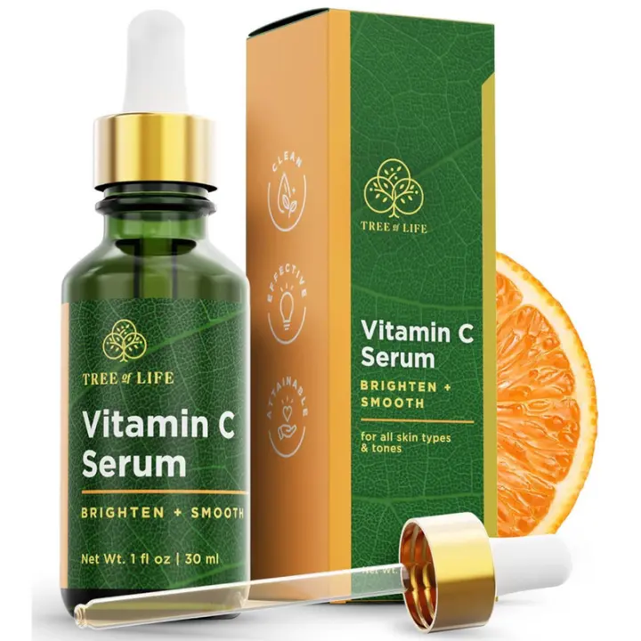 Tree of Life Beauty C Care Set, aceite facial iluminador para manchas de la edad oscura, sueros faciales para piel seca y sensible con ácido hialurónico y - 1
