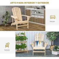 Adirondack de Madera Silla de Jardín con Asiento Extra Ancho Carga 150 kg para Patio Terraza Balcón 78x89x88 cm Natural - details 7