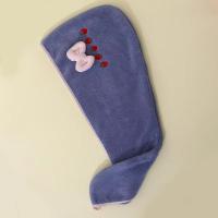 Gorro de secado de cabello grueso para mujer, gorro de toalla de secado rápido, bordado de terciopelo Coral, turbante súper absorbente - details 4