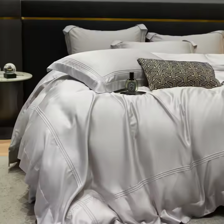 Juego de Ropa de Cama de Alta Densidad 100% Tencel Color Sólido, Calidad 5A, Para Cama de 2.0m - 1