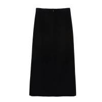 TRAFZA-faldas largas con botones de cintura alta para mujer, Falda con cremallera decorativa de un solo pecho, color negro, a la moda, para otoño, 2025 - details 2
