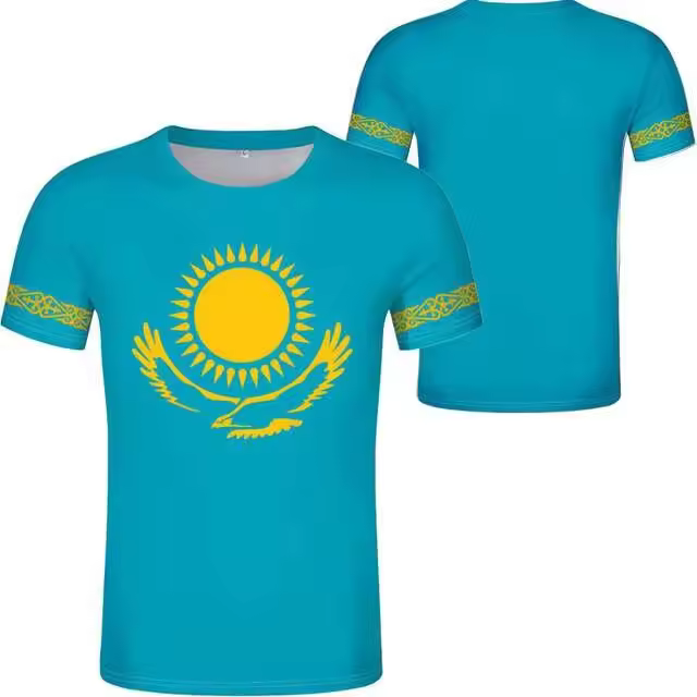 Camisa con estampado de bandera de Kazajstán a petición, diseño de camiseta DIY para hombres, ropa personalizada - 1