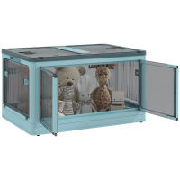 HOMCOM Caja de Almacenamiento Apilable con Tapa 69L Caja Organizadora Plegable con Ruedas Contenedor de Plástico con Acceso a 5 Lados 60x42x34 cm - details 0