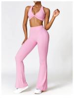 Pantalones de Yoga con Flecos en Forma de V para Mujeres Leggings de Cintura Alta y Pierna Ancha para Gimnasio y Deportes Pantalones de Baile - details 26