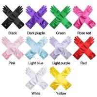 Guantes largos de baile de princesa para niños, manoplas de dedo completo, lazo de lentejuelas satinadas, regalos de cumpleaños - details 4