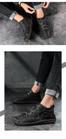 Zapatos informales para hombre, zapatos antideslizantes transpirables de cuero Unisex para caminar, zapatos cosidos a mano para mujer - details 10