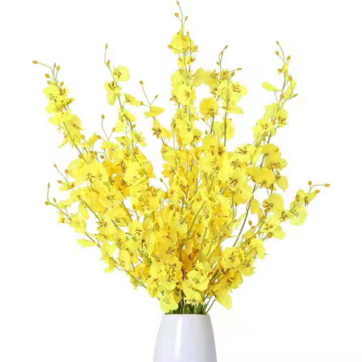 12 piezas de orquídeas artificiales blancas, orquídeas de baile falsas ramo de seda blanca orquídeas de imitación ramo para la fiesta de bodas de bricolaje al aire libre de la casa decoración de la oficina de la cocina - 1