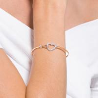 Pulsera de cristal transparente con colgante de suerte de tonos rosa dorado y ródio - details 4