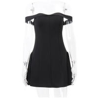 Ini-vestido de corte en A para mujer, elegante, ajustado de corte bajo, Espalda descubierta, cintura retractada, elegante - details 0