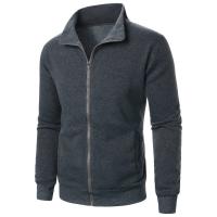 Cárdigan de color sólido para hombre, abrigo con capucha y cuello levantado con cremallera deportiva informal - details 16