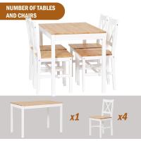 Juego de comedor de 5 piezas con 4 sillas, conjunto de muebles de cocina de madera de pino teca/blanco - details 4