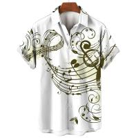 Moda Verano 2023 Camisa de Cuello Redondo con Estampado de Simbolo de Música - details 6