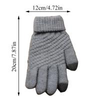 Guante de punto de lana cálido para teléfono móvil, guantes de punto para pantalla táctil, dedo completo, guante de ganchillo fe - details 0