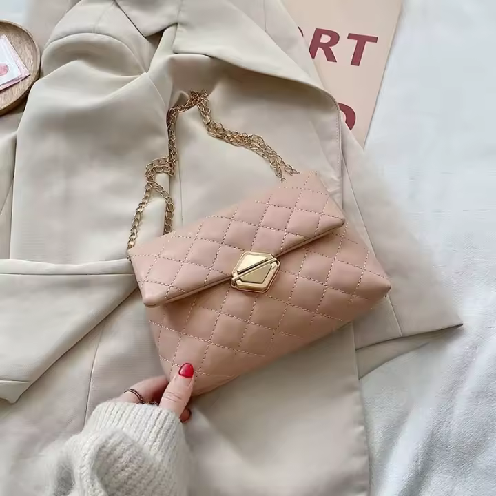 Hombro de diamante rojo para mujer, bandolera de cuero de PU con cadena de lujo, bolso de mano y billetera - 1