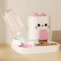 Máquina de alimentación de comida para gatos 2 en 1, dispensador de agua para mascotas con separación en seco y húmedo a prueba de fugas, desmontable con fuente de agua - details 1