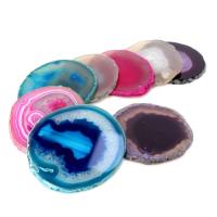 1 Uds. Losa de ágata roja, azul y púrpura de 70-90g, posavasos de cristal Mineral de amatista, borde galvanizado, rebanada de ágata geoda - details 18