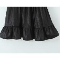 Estilo retro francés verano Spice Girl vacaciones princesa viento malla empalme jacquard liguero vestido cintura delgada falda negra. - details 9