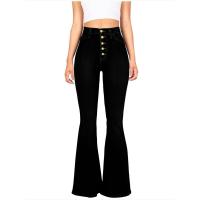 Vaqueros acampanados de cintura alta para mujer, pantalones vaqueros ajustados en negro - details 1