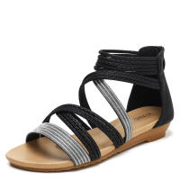 Sandalia sandalias de cuña nuevo vestido estilo hada de verano con correa recta zapatos planos romanos de mujer - details 1