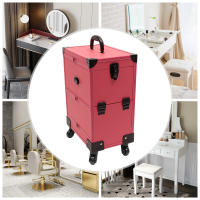 Estuche de Maquillaje Rodante Caja Organizadora de Cosméticos con Espejo Ideal para Artistas - details 0