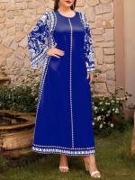 Mia Muse Ramadan Essentials Abaya clásico tradicional ral estampado manga acampanada cuello redondo Midi vestidos casuales - details 3