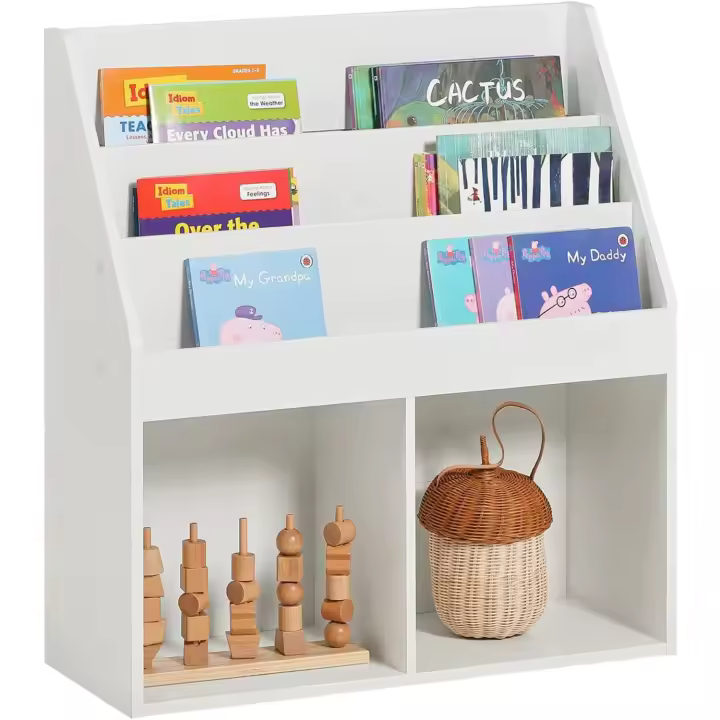 Librería Infantil Niños 3 Estanterías Estantería Estándar InfantilBlancoH80cmKMB01-WES - 1