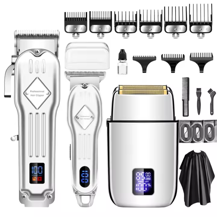 Nuevos 3 juegos de niños y madres, tijeras de empuje eléctricas, corte de pelo en casa para hombres, máquina de cabeza calva, peluquería, corte de pelo de alta potencia, maquinilla de afeitar. - 1