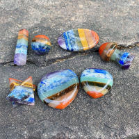 Serie de piedras de cristales curativos de 7 Chakras naturales, energía espiritual, Bola de pulgar, varita, corazón, Luna, Ángel, colgante, adorno de pirámide - details 3