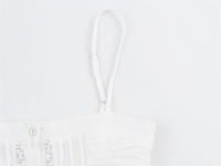 OUWU- Nueva Moda Para Mujer, Decoración Plisada Bordada, Top Ajustado Con Tirantes De Un Solo Pecho, Chaleco Retro Sin Mangas Para Mujer, Top Elegante - details 5