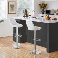 2 Taburetes de Bar de Altura Ajustable 86-107,5 cm Sillas de Bar Asiento Giratorio Reposapiés Cuadrado Estructura de Metal Blanco - details 3