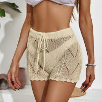 Pantalones cortos hechos a mano con cordón de ganchillo: cómodo pareo de playa para mujer, ropa informal para vacaciones de verano, diseño sin cordones - details 5