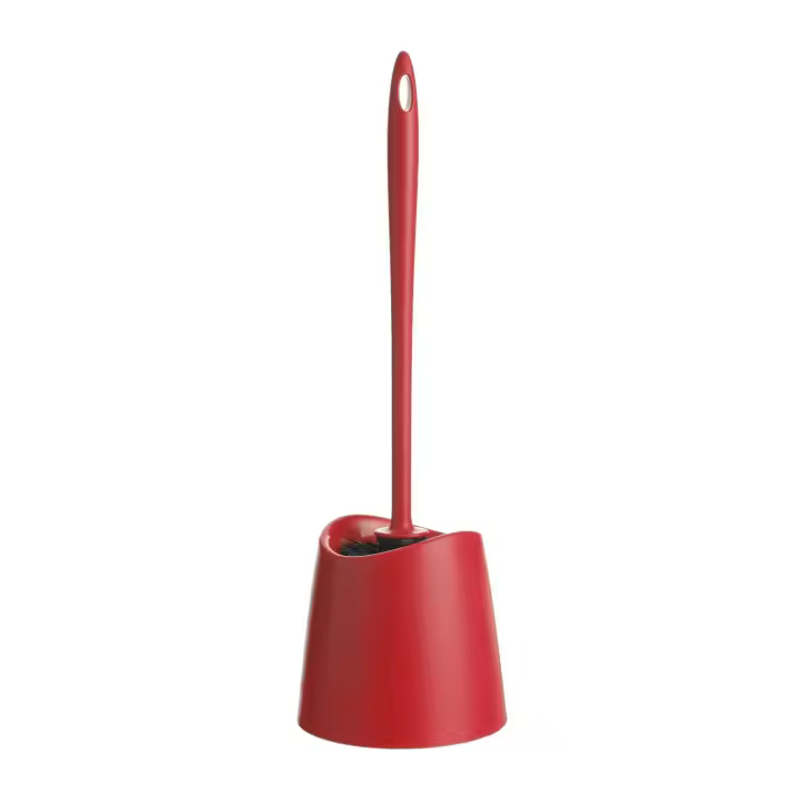 Escobilla de Baño en Plástico con Cerdas Negras. Rojo - 1