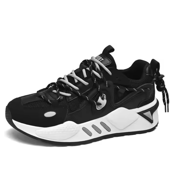 39-45 zapatos de papá de alta calidad para hombre, zapatillas deportivas informales para correr con plantilla de tela de red, Pu ligera para caminar - 1