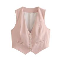 BUNO-Chaleco sin mangas para mujer, chalecos elegantes con cuello en V y una sola botonadura, Tops blancos elegantes - details 10
