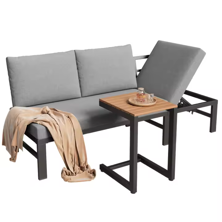 Juego de Muebles de Jardín Sofá de 3 Plazas con Función de Inclinación Ajustable 5-Pasos, hasta 55° - 1