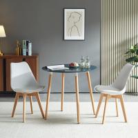 Mesa de Comedor, Estilo escandinavo Ronda Mesa y Patas de Madera de Haya, 80*72 cm, Color Blanco - details 28