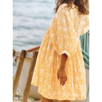 Vestido corto de vacaciones de playa de rayón informal suelto con lazo floral para mujer de moda de verano - details 63