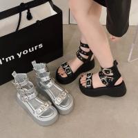 Sandalias Plateforma de Plata para Mujer 2025 Verano Versátiles Zapatos de Muffin de Moda con Suela de Caña Alta - details 2