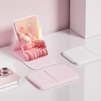 Mini espejo portátil de mano para maquillaje, espejo plegable ajustable para uso en dormitorio, mesa y oficina - details 6