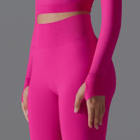 Pantalones deportivos lisos para mujer con elevación, ropa de yoga, leggings de gimnasio, entrenamiento para mujer, leggings sin costuras para mujer - details 8